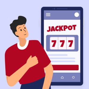 Person and a jackpot on phone screen
