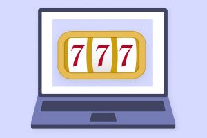 Slot machine on a laptop screen