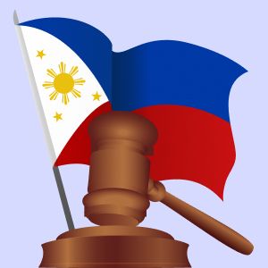 Flag of Philippines and a judge's gavel