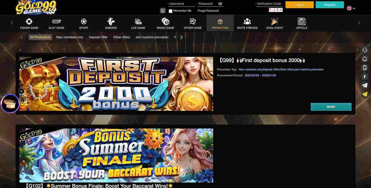 Gold99 promo page