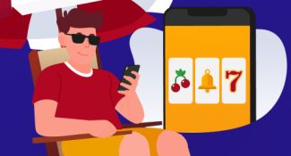 Person relaxing and playing slots