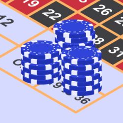 Three stacks of casino chips on a table
