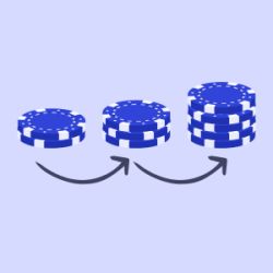 Three stacks of casino chips
