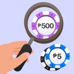 casino chips and a magnifier