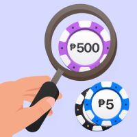 Casino chips seen through a magnifier