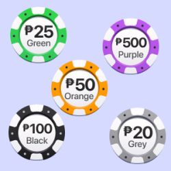 Poker chips with various colours