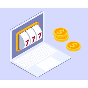 Slot machine on a laptop screen