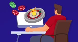 Person playing roulette on a computer
