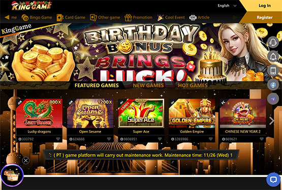 KingGame casino main page