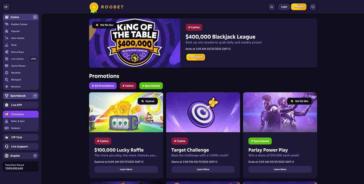 Roobet promo page