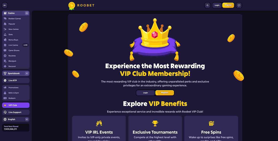 Roobet VIP page