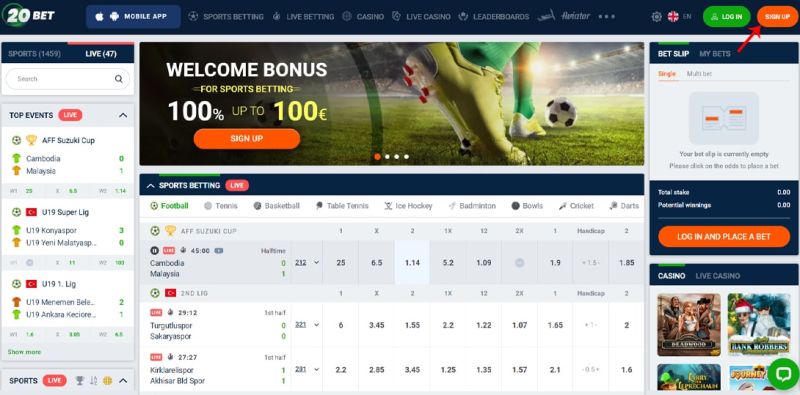 Registration 20bet casino