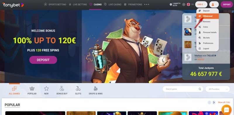 How to withdraw money from Tonybet casino Mastercard