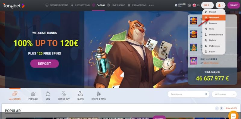 Withdrawing money from Tonybet to Visa