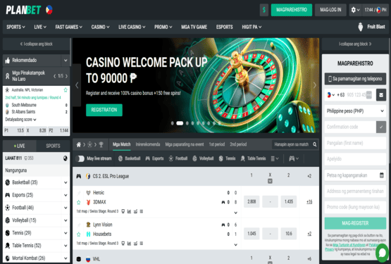 Planbet casino main page
