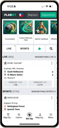 Planbet casino mobile screen