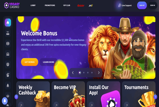 Vegasy casino main page