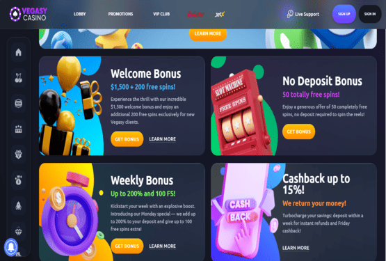 Vegasy promo page